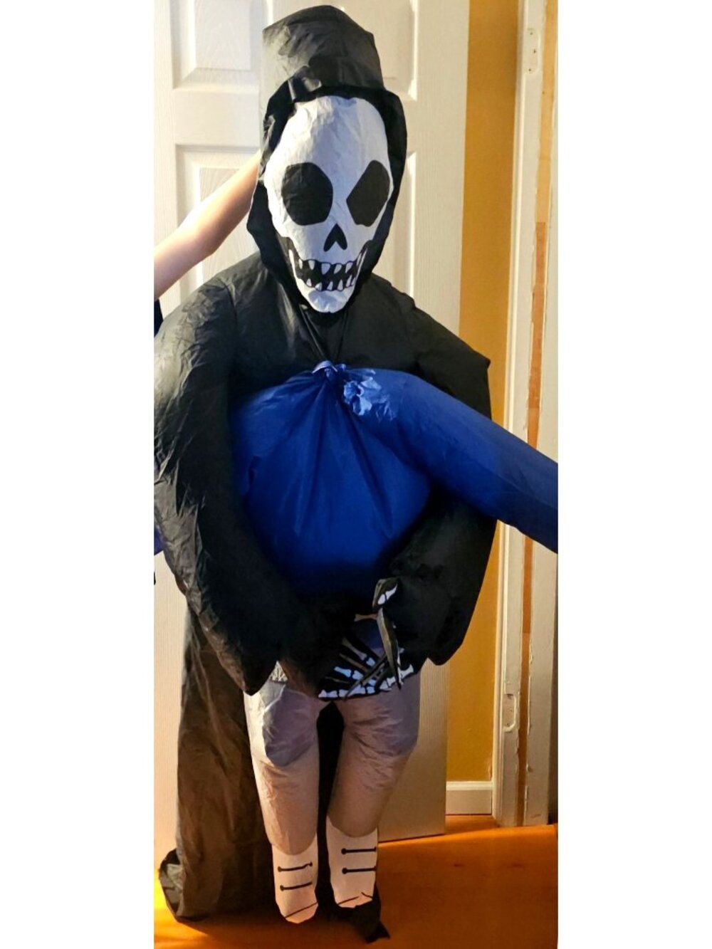 Morph Inflatable Pick Me Up Grim Reaper Costume Kids Halloween Blow Up Morphsuit